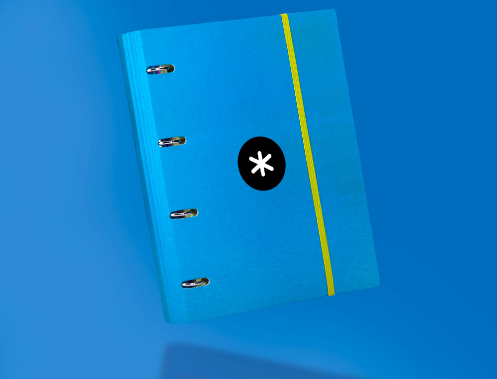 CARPETA CON RECAMBIO ANTARTIK A4 CUADRO 5MM FORRADA 4 ANILLAS 40MM REDONDAS CON SOLAPA COLOR AZUL