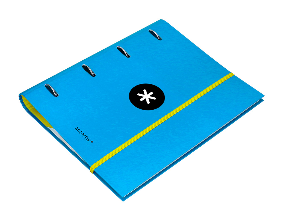 CARPETA CON RECAMBIO ANTARTIK A4 CUADRO 5MM FORRADA 4 ANILLAS 40MM REDONDAS CON SOLAPA COLOR AZUL