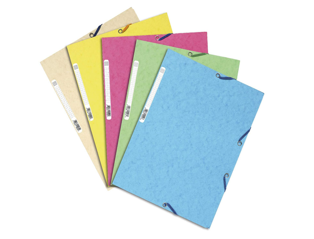 CARPETA GOMA EXACOMPTA DIN A4 3 SOLAPAS CARTULINA ILUSTRADA COLORES PASTEL SURTIDOS
