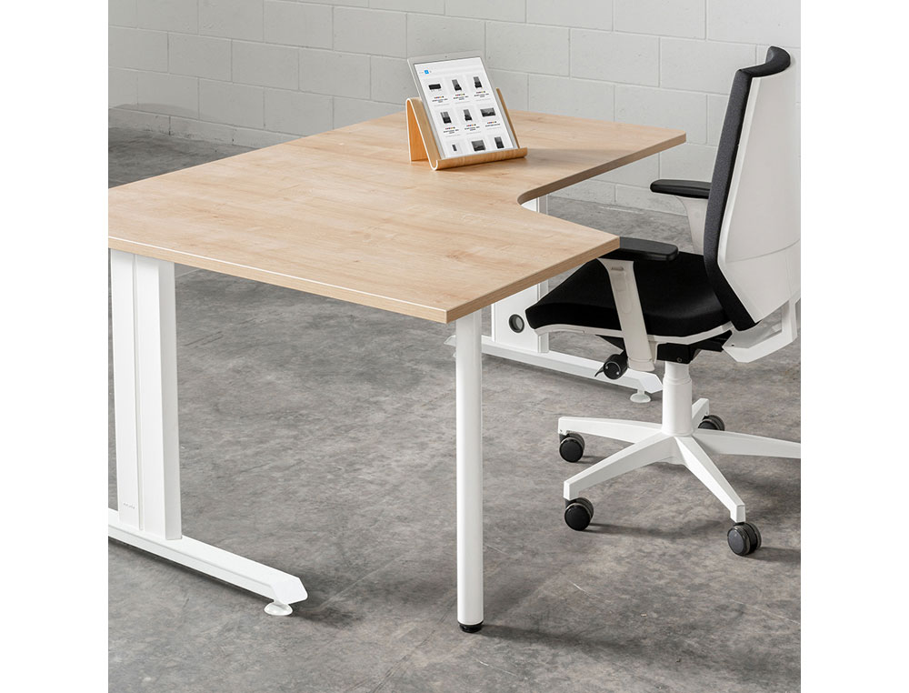 MESA ROCADA SERIE METAL 180X120 CM IZQUIERDA ACABADO AC04 BLANCO