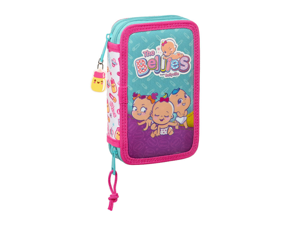 PLUMIER ESCOLAR SAFTA DOBLE PEQUEO 28 PIEZAS THE BELLIES 195X125X40 MM