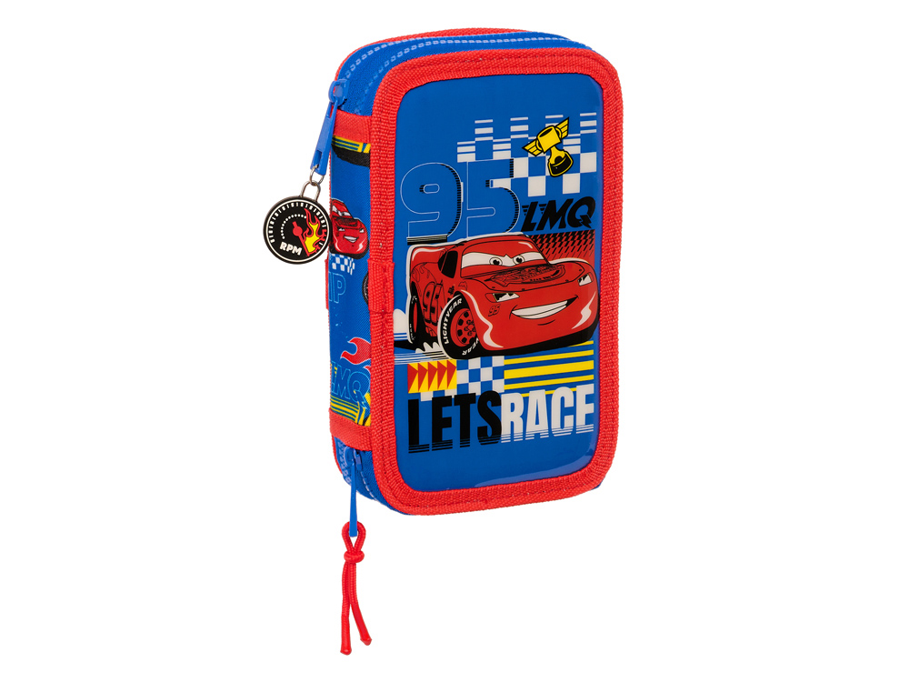 PLUMIER ESCOLAR SAFTA DOBLE CREMALLERA 28 PIEZAS CARS RACE READY 40X125X195 MM