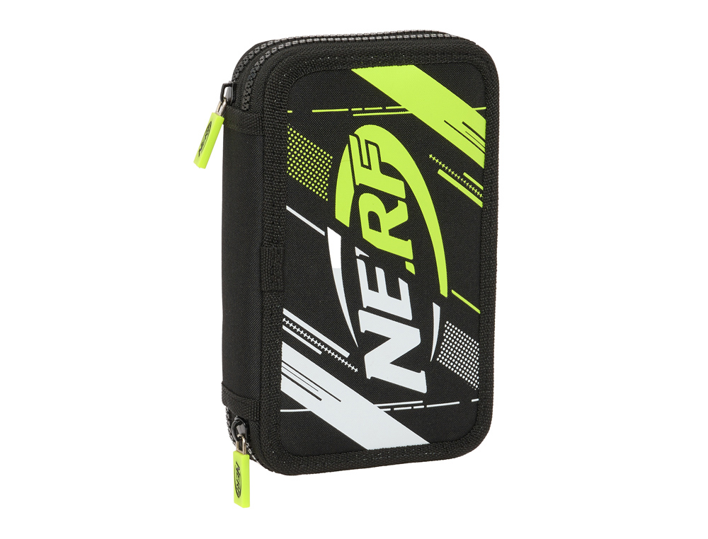 PLUMIER ESCOLAR SAFTA DOBLE CREMALLERA 28 PIEZAS NERF GET READY 40X125X195 MM