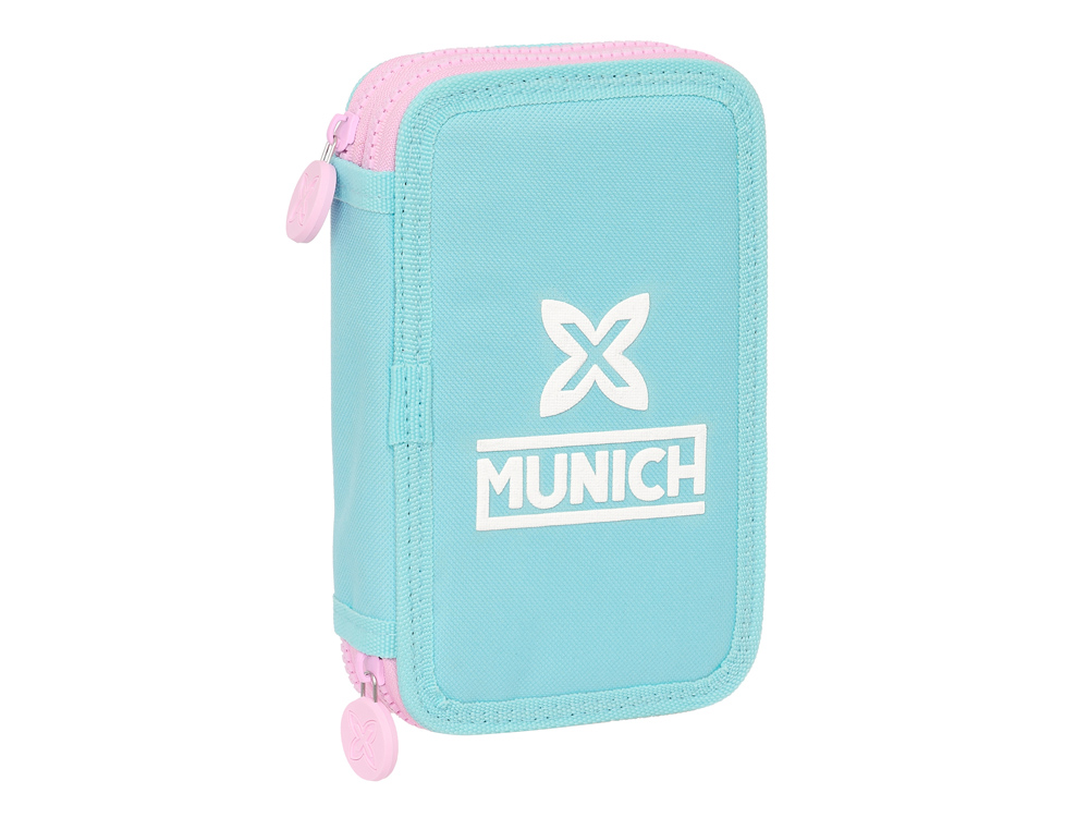 PLUMIER ESCOLAR SAFTA DOBLE PEQUEO 28 PIEZAS MUNICH HEAVEN 195X125X40 MM