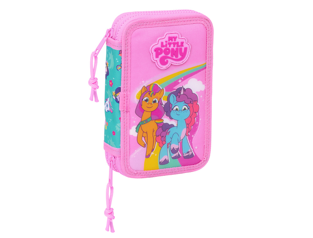 PLUMIER ESCOLAR SAFTA DOBLE PEQUEO 28 PIEZAS MY LITTLE PONY MAGIC 195X125X40 MM