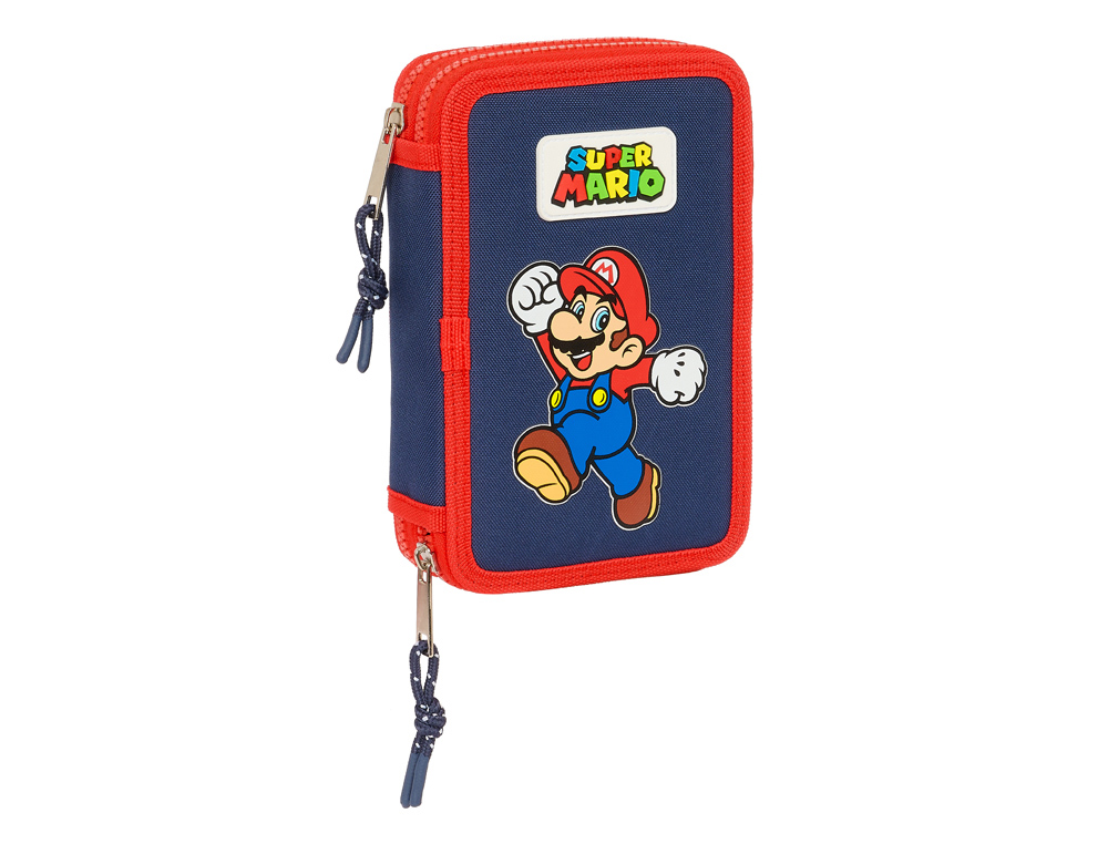 PLUMIER ESCOLAR SAFTA DOBLE PEQUEO 28 PIEZAS SUPER MARIO WORLD 195X125X40 MM