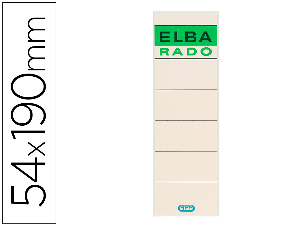ETIQUETAS ADHESIVAS ELBA PARA ARCHIVADOR PALANCA LOMO 80 MM COLOR BLANCO 54X190 MM PACK DE10 UNIDADES
