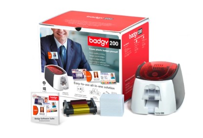 IMPRESORA DE TARJETA BADGY 200 INCLUYE CINTA 100 TARJETAS Y PROGRAMA EDICION BADGE STUDIO+